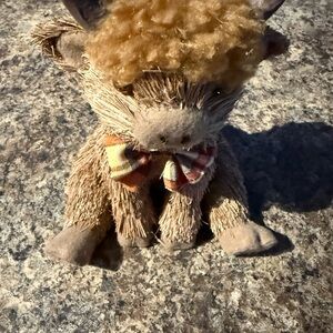 Highland Cow Brown Straw with Plaid Bow